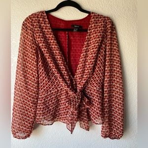 Forever 21 pattern long sleeve Blouse | Size Medium |